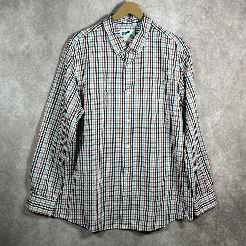 Duluth Trading Co. Shirt Mens‎ Large Multicolor Plaid Button Down Relaxed Fit